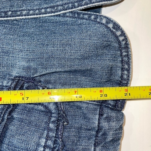 Tommy Hilfiger Vintage Denim Jacket Cropped Scalloped Puff Sleeve M - Picture 13 of 15